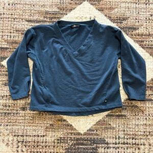 The North Face Cropped V-Neck Blue Sweatshirt Medium